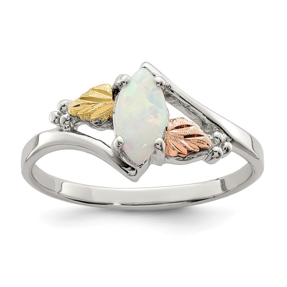 Black Hills Sterling Silver 12K Gold Accents Lab Created Opal Ring, Size 8